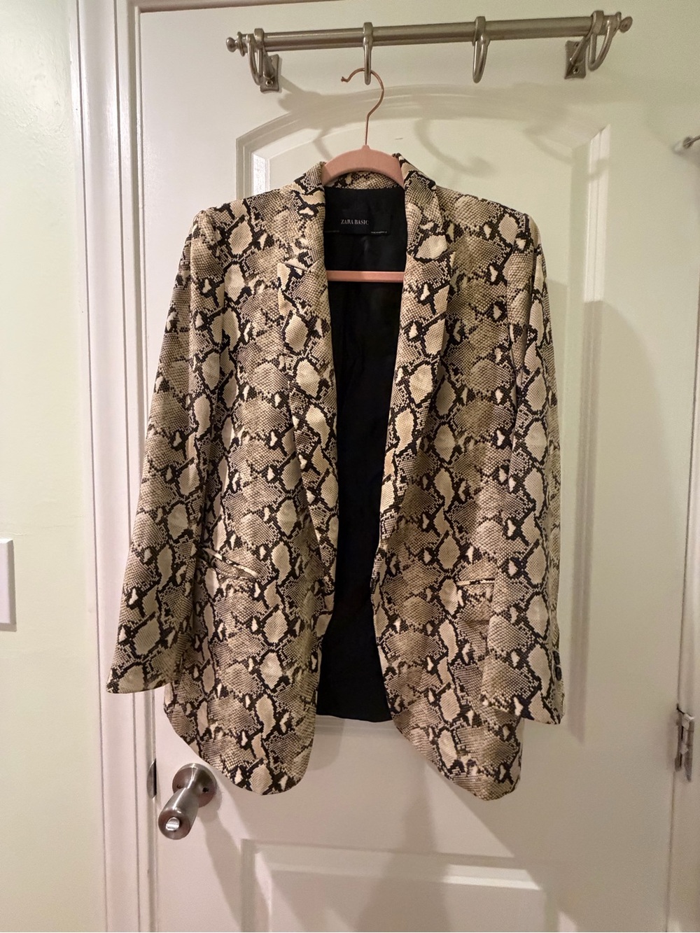 Zara Neutral Snake-Print Blazer Jacket
